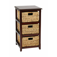 OSP Home Furnishings SBK4513A-ES Seabrook Three-Tier Storage Unit With Espresso Finish and Natural Baskets